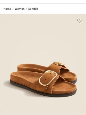 J. Crew Tan Suede Slide Sandals with Gold Buckle